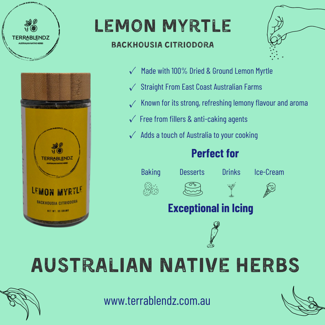 Terrablendz dried Lemon Myrtle Informational Flyer
