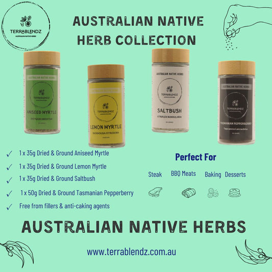 Terrablendz Australian Native Herb Collection Informational Flyer.
