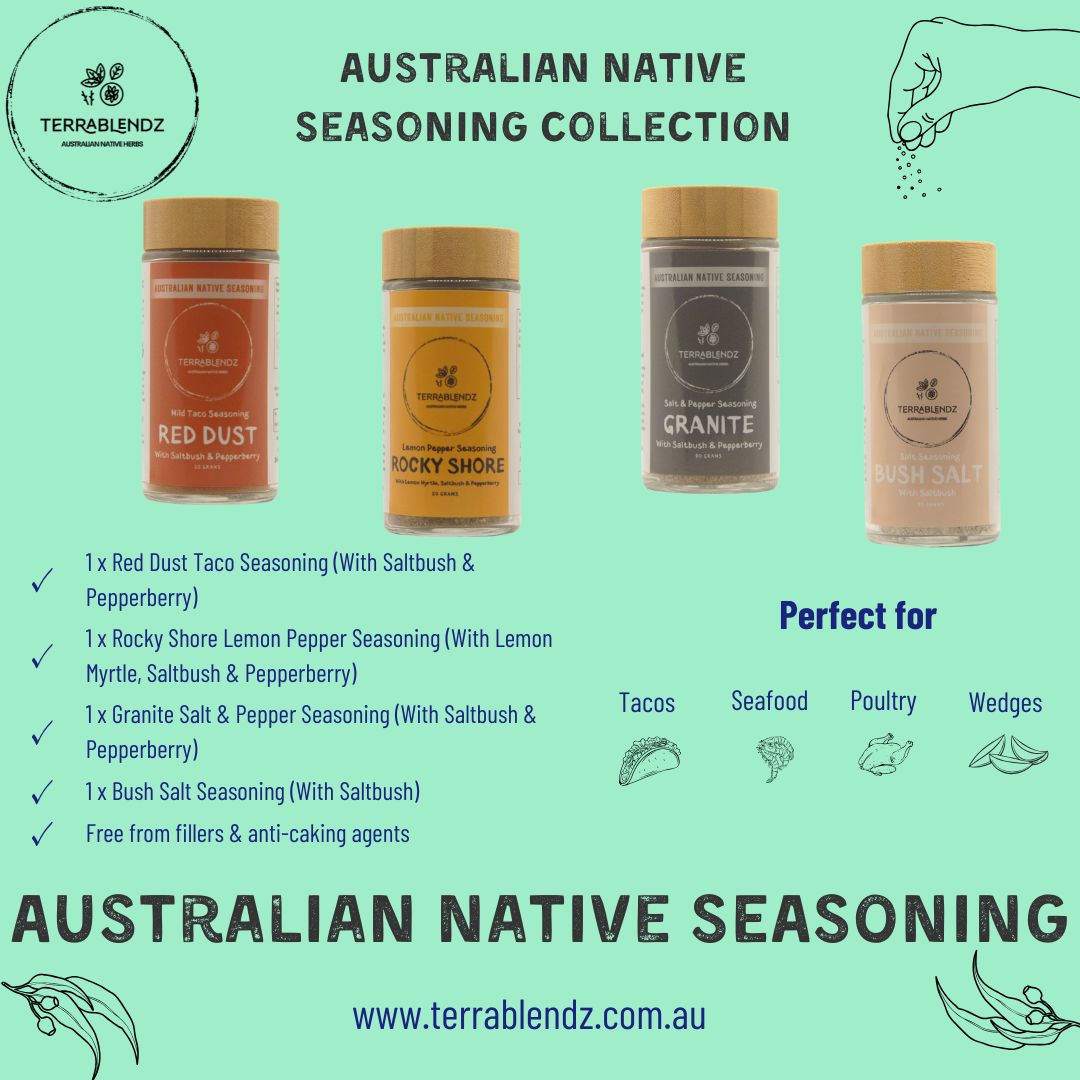 Terrablendz Australian Native Seasoning Collection Informational Flyer.