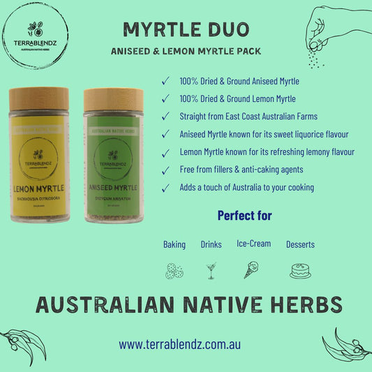 Terrablendz Native Myrtle Duo informational Flyer.