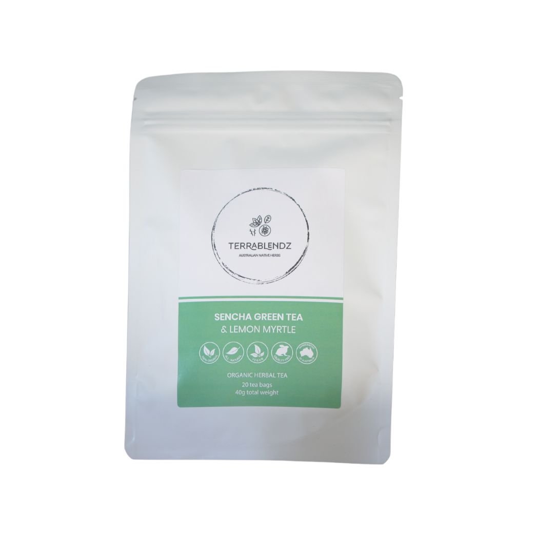 Terrablendz Sencha Green Tea with lemon Myrtle.
