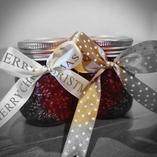 Aniseed Myrtle & Raspberry Jam in Christmas Jars