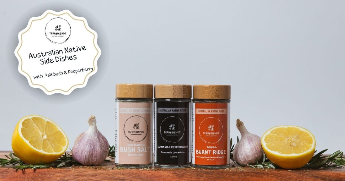 Terrablendz Australian native herb products with garlic and lemon.