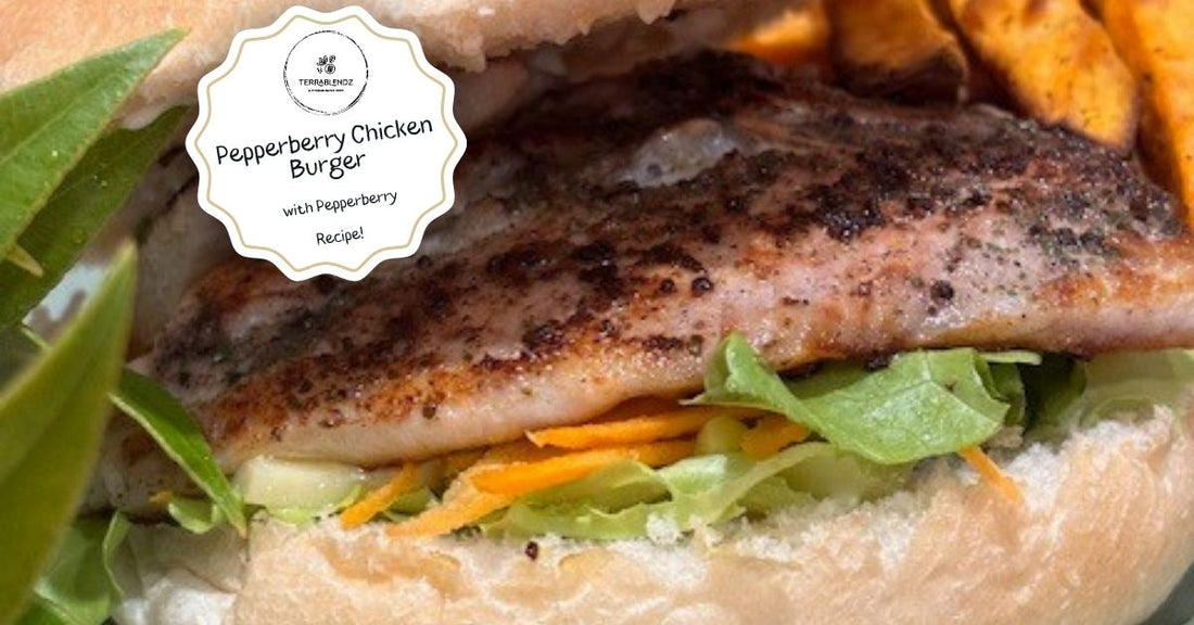 Pepperberry Chicken Burger on a plate.