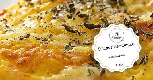 Terrablendz Saltbush omelette using dried and ground Saltbush