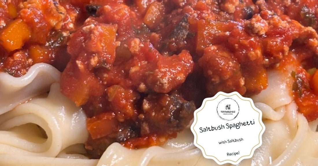 Saltbush Spaghetti made with Terrablendz Australian native herb seasoning