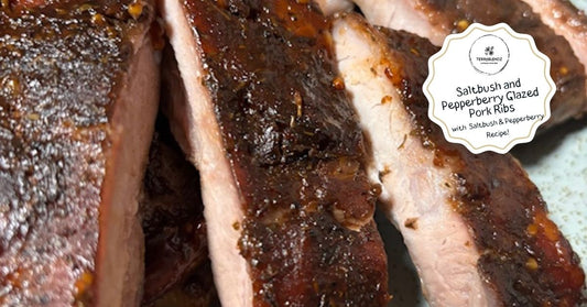 Honey-glazed slow-cooked pork ribs seasoned with Terrablendz Australian Saltbush and Tasmanian Pepperberry