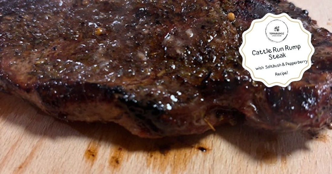 Rump steak seasoned with Terrablendz Cattle Run Steak Rub featuring Australian Saltbush and Tasmanian Pepperberry