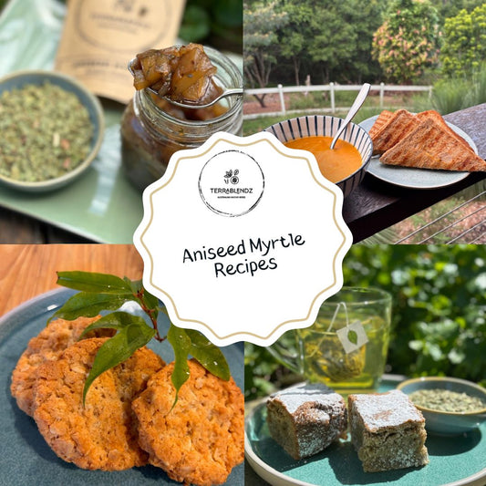 ollection of Aniseed Myrtle recipes including jams, biscuits, brisket and soup with native Australian herbs.