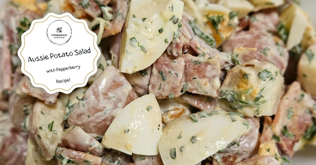 Aussie Potato Salad Recipe with Dried Tasmanian Pepperberry by Terrablendz