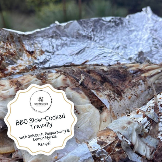 BBQ Slow-Cooked Trevally with Saltbush, Pepperberry and Lemon Myrtle