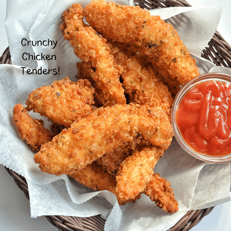 Chicken Tenders in a bowl with dipping sauce