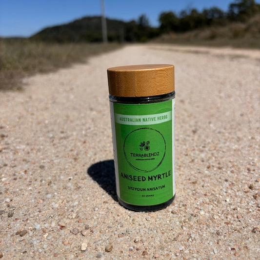 Terrablendz Aniseed Myrtle on a dirt path
