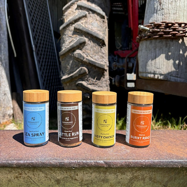 Terrablendz Australian Native BBQ Rubs on a tractor