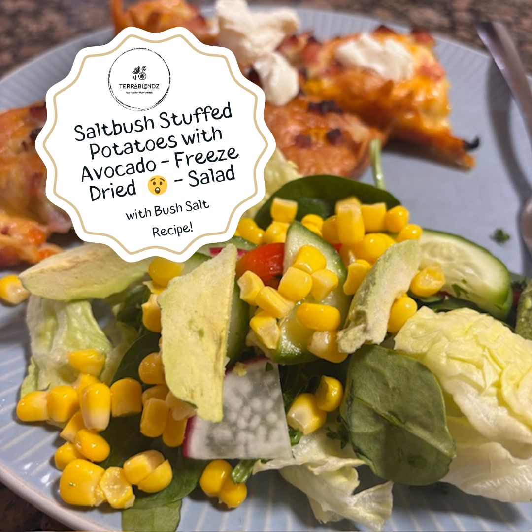 Saltbush Stuffed Potatoes with Avocado Salad