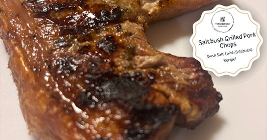 Saltbush Grilled Pork Chops seasoned with Terrablendz Bush Salt — Australian native BBQ seasoning recipe