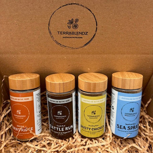 Terrablendz Australian Native Herb Bundles in a box.