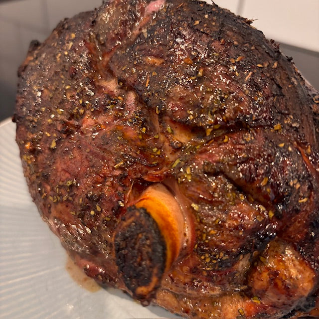 aniseed myrtle, saltbush and pepperberry roast lamb.