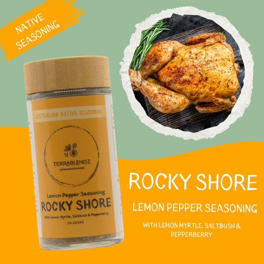 Rocky Shore Lemon Pepper Seasoning (With Lemon Myrtle, Saltbush & Pepperberry).